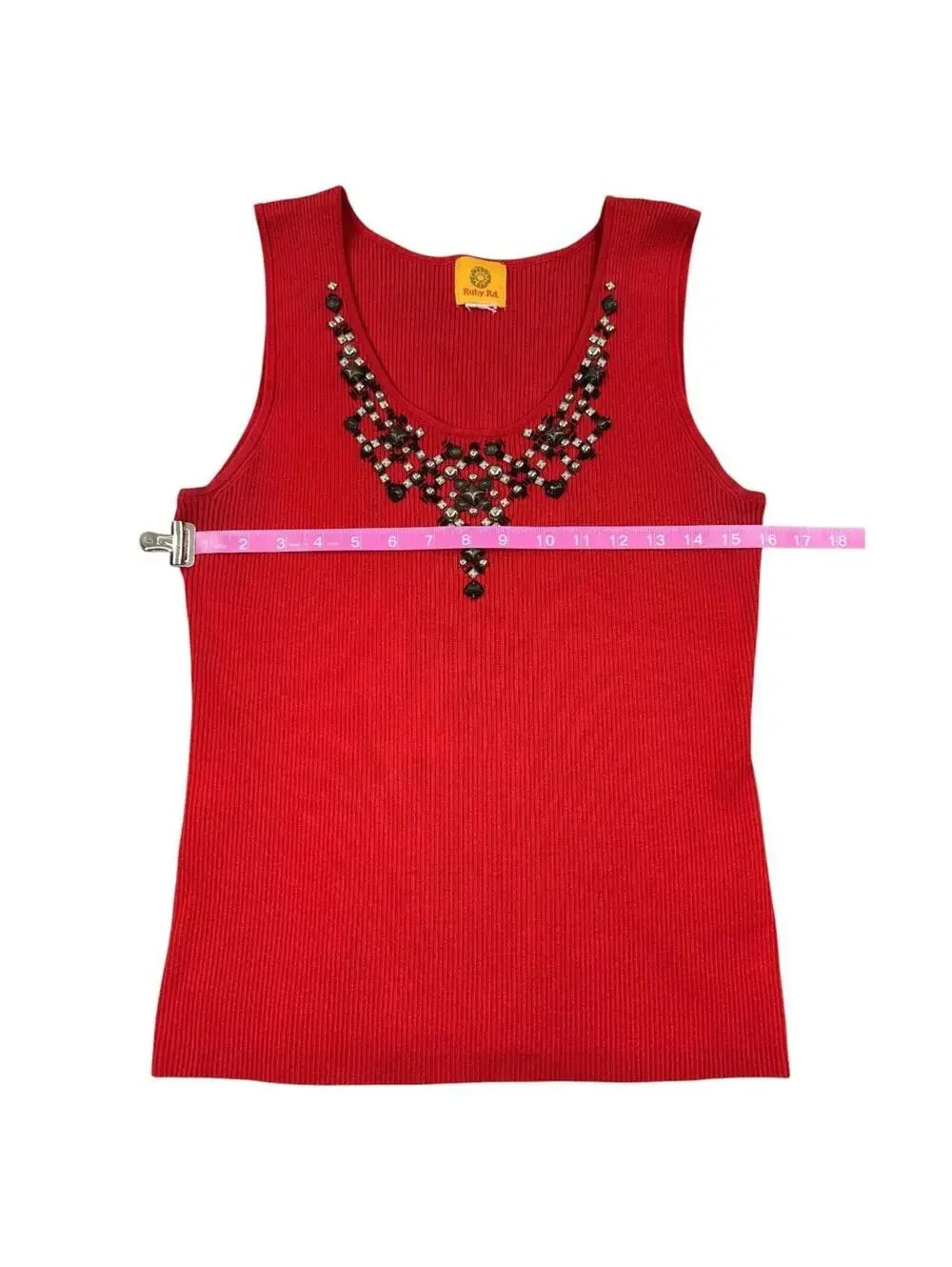 Y2K Ruby Rd. Red Ribbed Tank Top - Picture 5 of 8